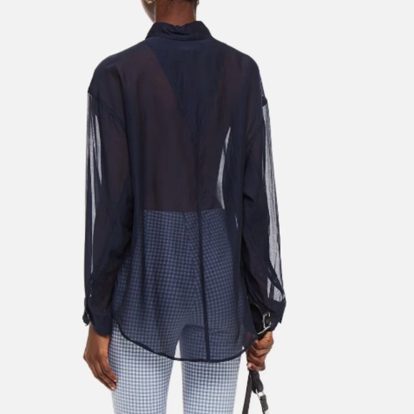 Rag & Bone Blue Sheer Button Down Oversized Boyfriend Top Sz S - Picture 2 of 7